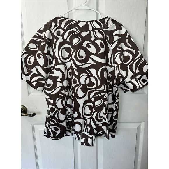 Lane Bryant Womens Blazer Brown Plus 20 Geometric One Button Faux Pockets - Picture 2 of 6